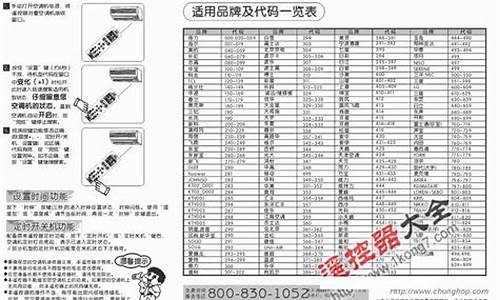 众合k9098c万能空调遥控器代码表及说明书_众合空调万能摇控代码